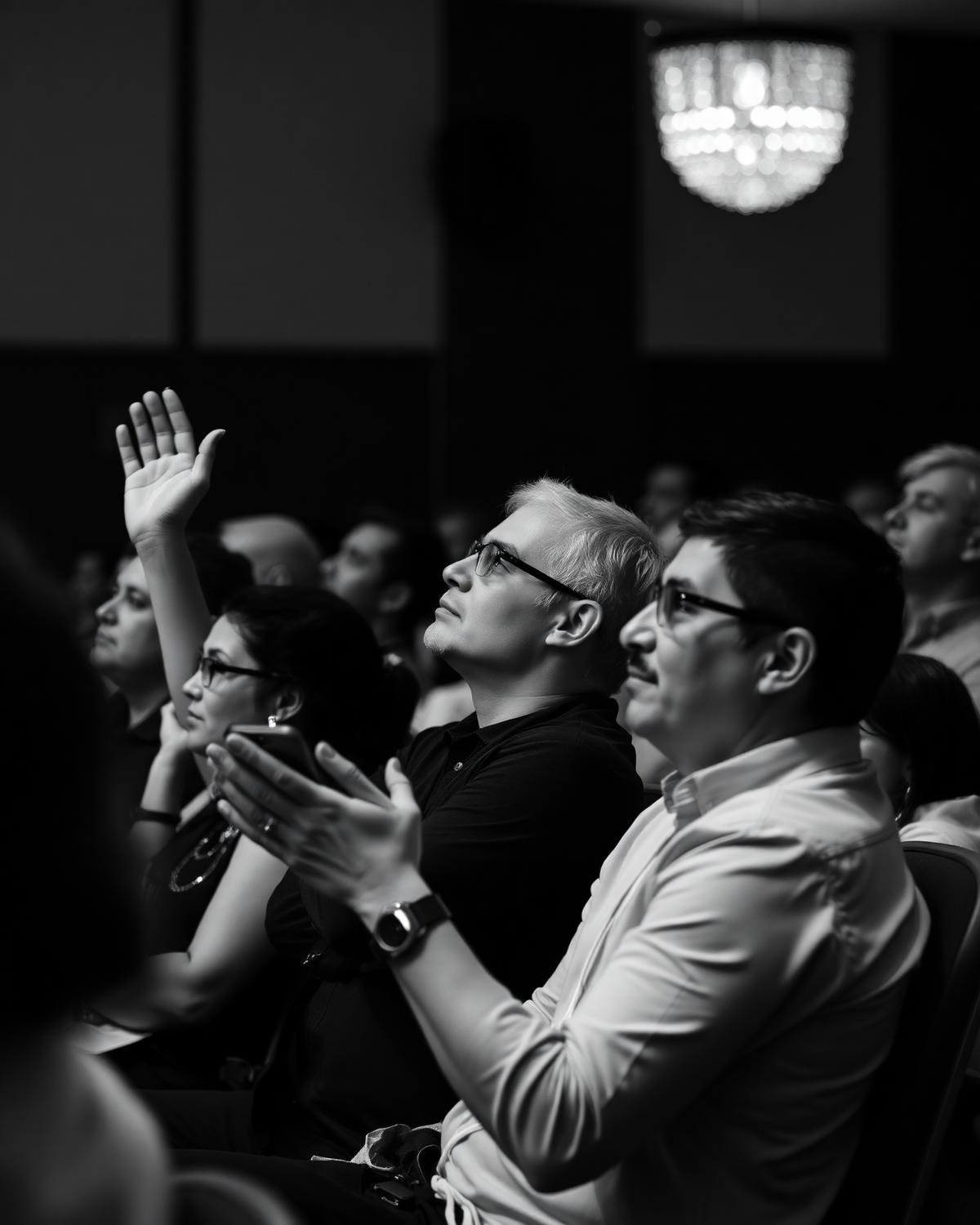 Engaged audience listening at a conference